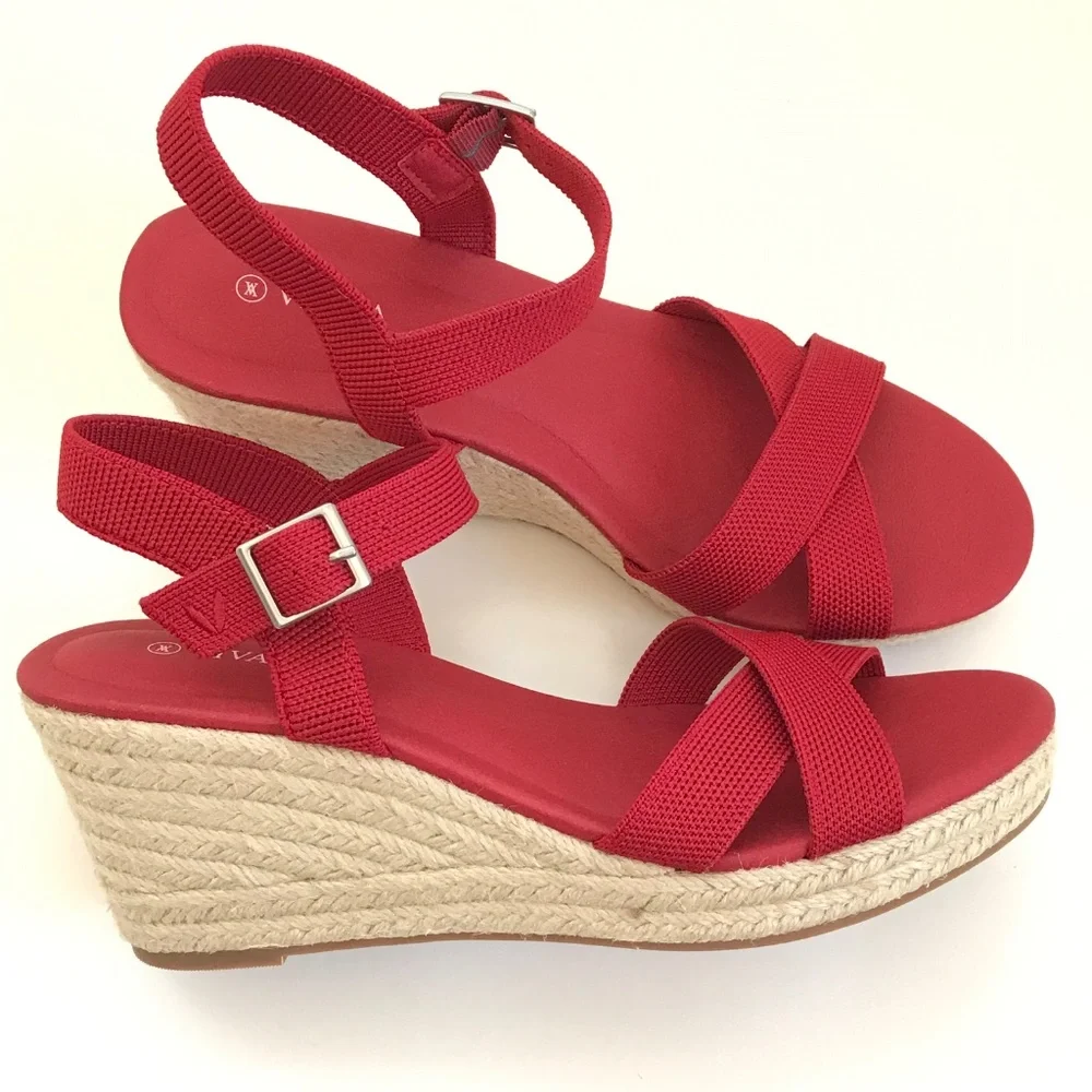 VIVAIA Wedge Sandals Espadrille Sally Sandals Red Women’s Size 9.5